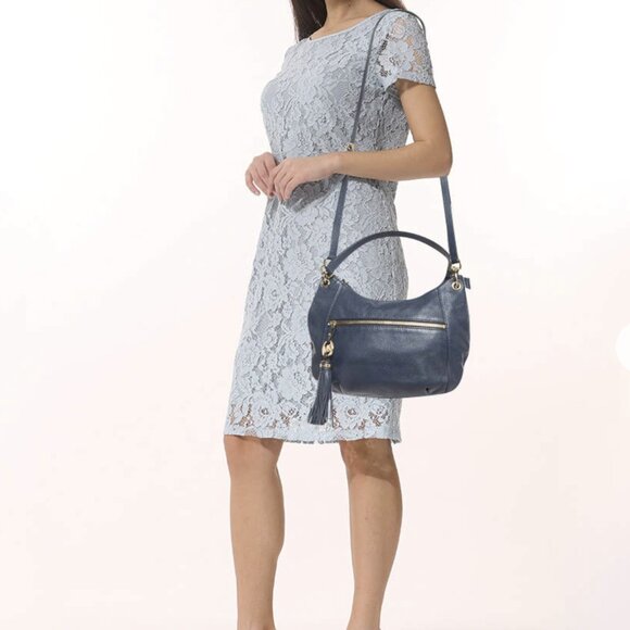 Michael Kors Navy Leather Tassel Crossbody Bag - Picture 2 of 14